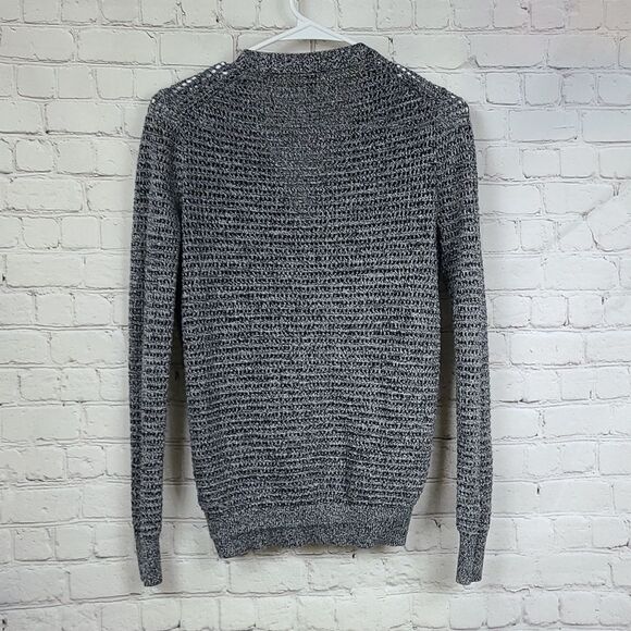 FOSSIL Button Down Oversized Cardigan Sweater Black/White/Gray Open Knit XS - Picture 9 of 9